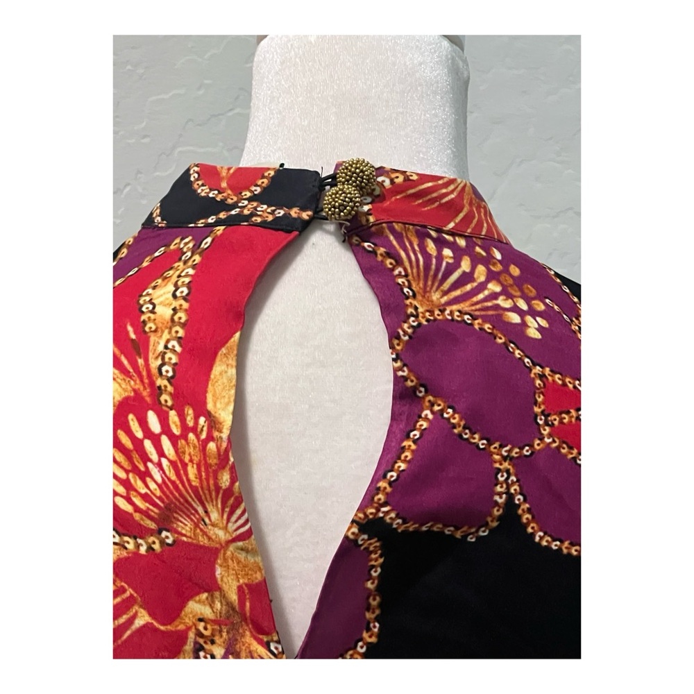 NEW FARM Rio Shiny Cheetah Floral Print Mini Dress With Belt Women's Size small - Picture 11 of 13